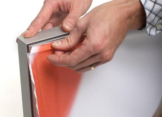 geprint textiel in frame
