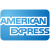 Beursstand De afbeelding toont het logo van American Express met de woorden "AMERICAN EXPRESS" in vette, witte hoofdletters in twee regels op een blauwe rechthoekige achtergrond met afgeronde hoeken. De tekst heeft een licht modern, blokkerig lettertype.