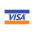 Beursstand De afbeelding toont het Visa-logo. Het woord VISA staat in vette blauwe letters, gecentreerd tussen een dikke blauwe streep erboven en een dikke oranje streep eronder, alles op een lichtgrijze achtergrond.